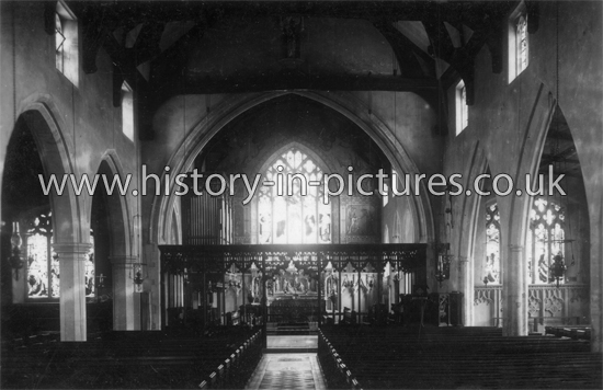Interior, St Mary & St Lawrence Church, Great Waltham, Essex. c.1920's